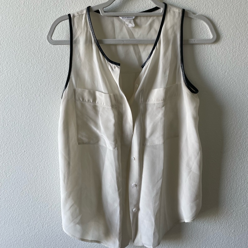 Club Monaco white button up tank top xs
